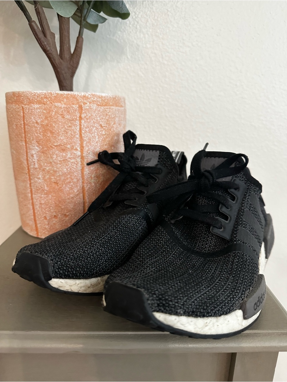 adidas Black Knit Sneakers with White Midsole